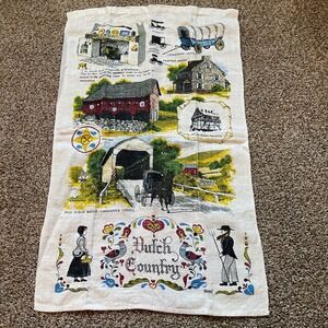 Vintage‎ Dutch country Amish Lancaster county Tea Dish Towel Calendar farm